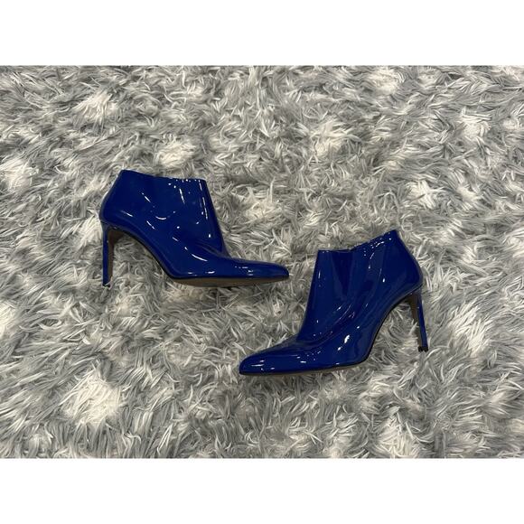 Gucci Blue Patent Leather Pointed Toe Booties 37.5 - Picture 1 of 11